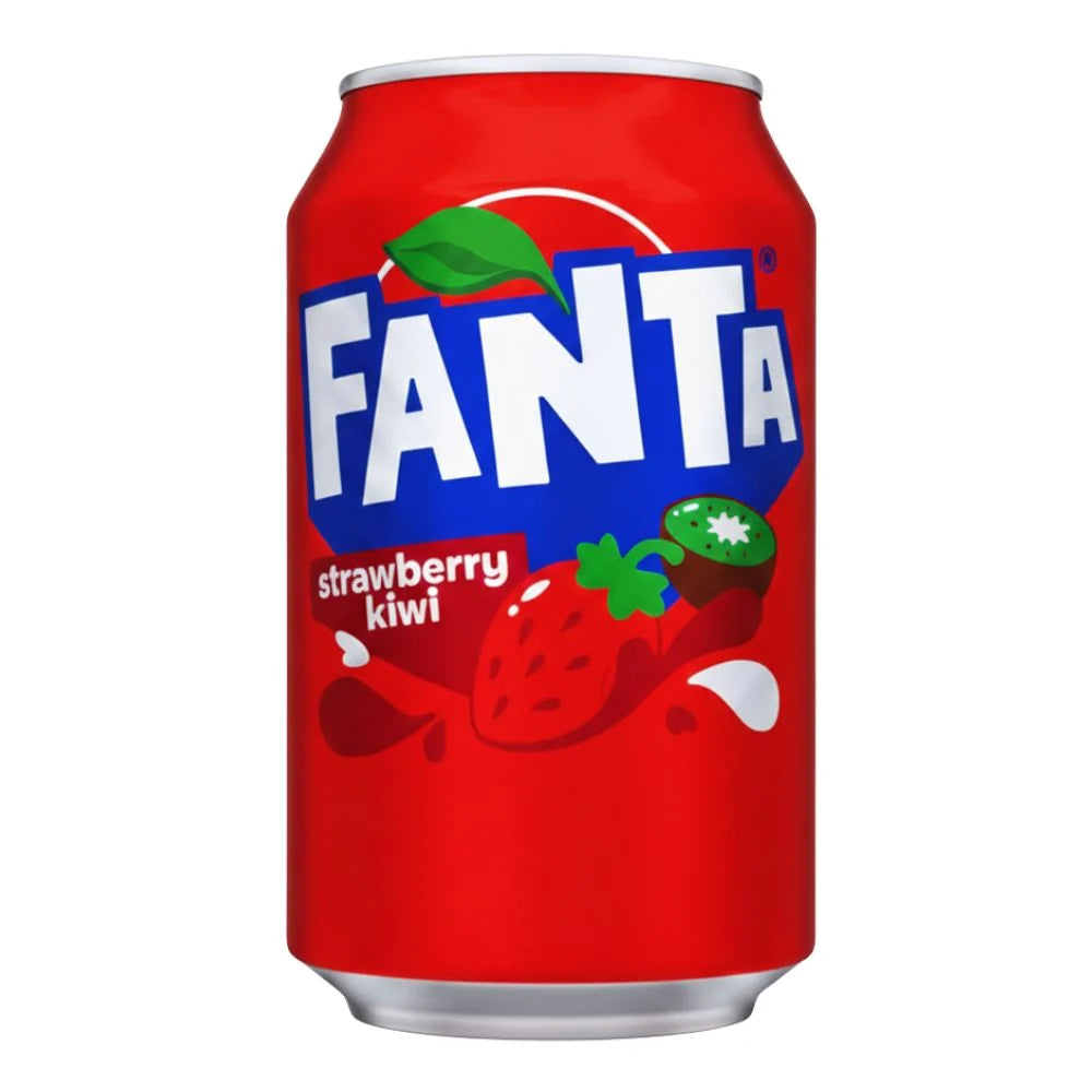 Fanta Strawberry & Kiwi 355ml en canette – soda pétillant aux saveurs fruitées de fraise et de kiwi