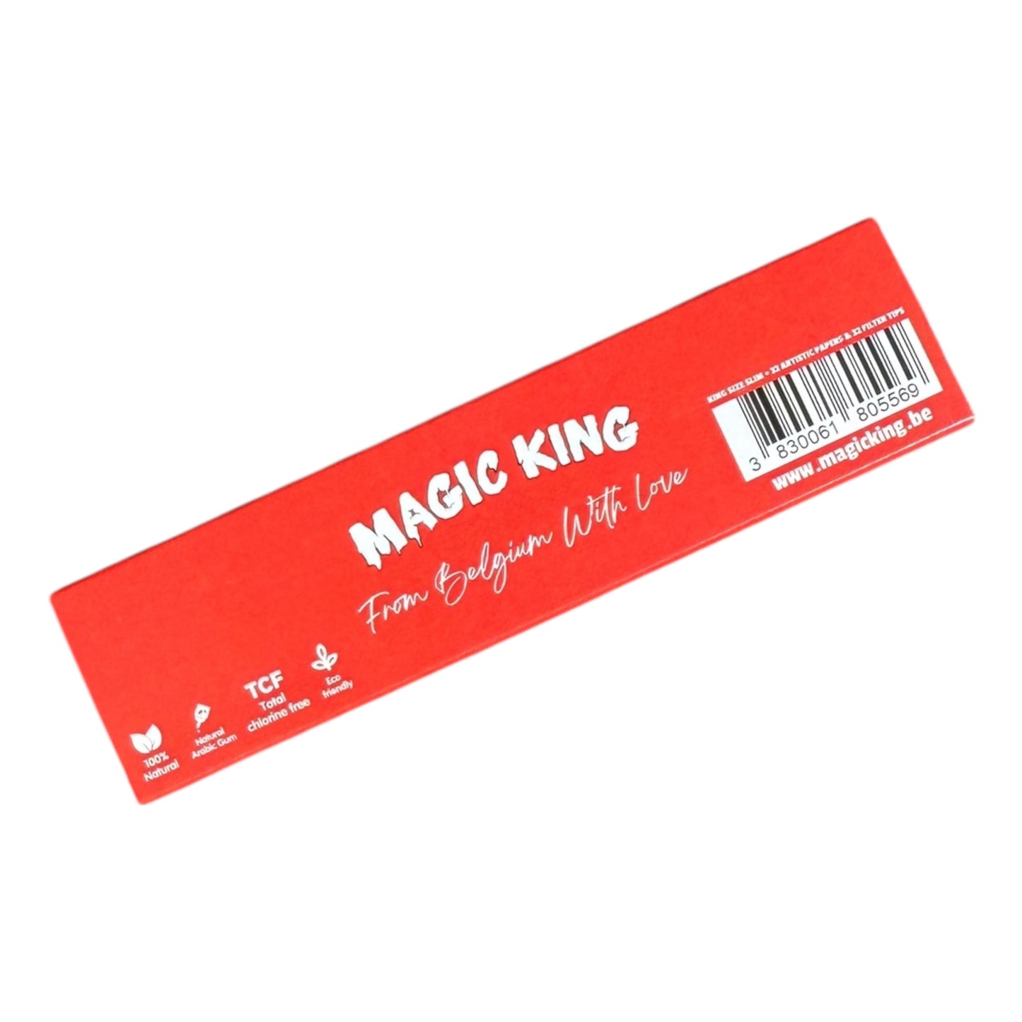 Magic King Chanvre Rouge Slim + Tips – face arrière du pack artistique en chanvre
