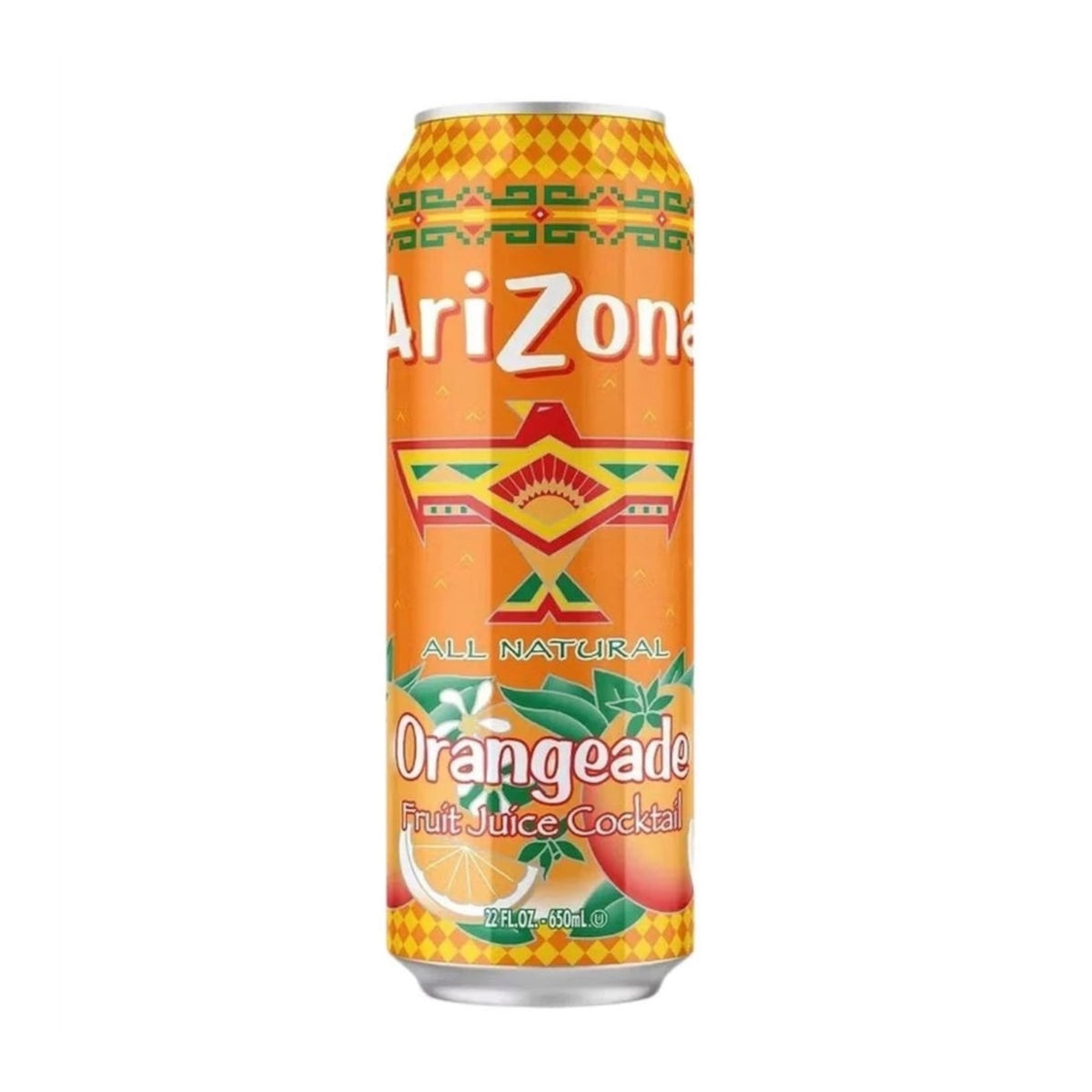 Arizona Orangeade 650ml en canette américaine – boisson fruitée à l'orange sans bulles
