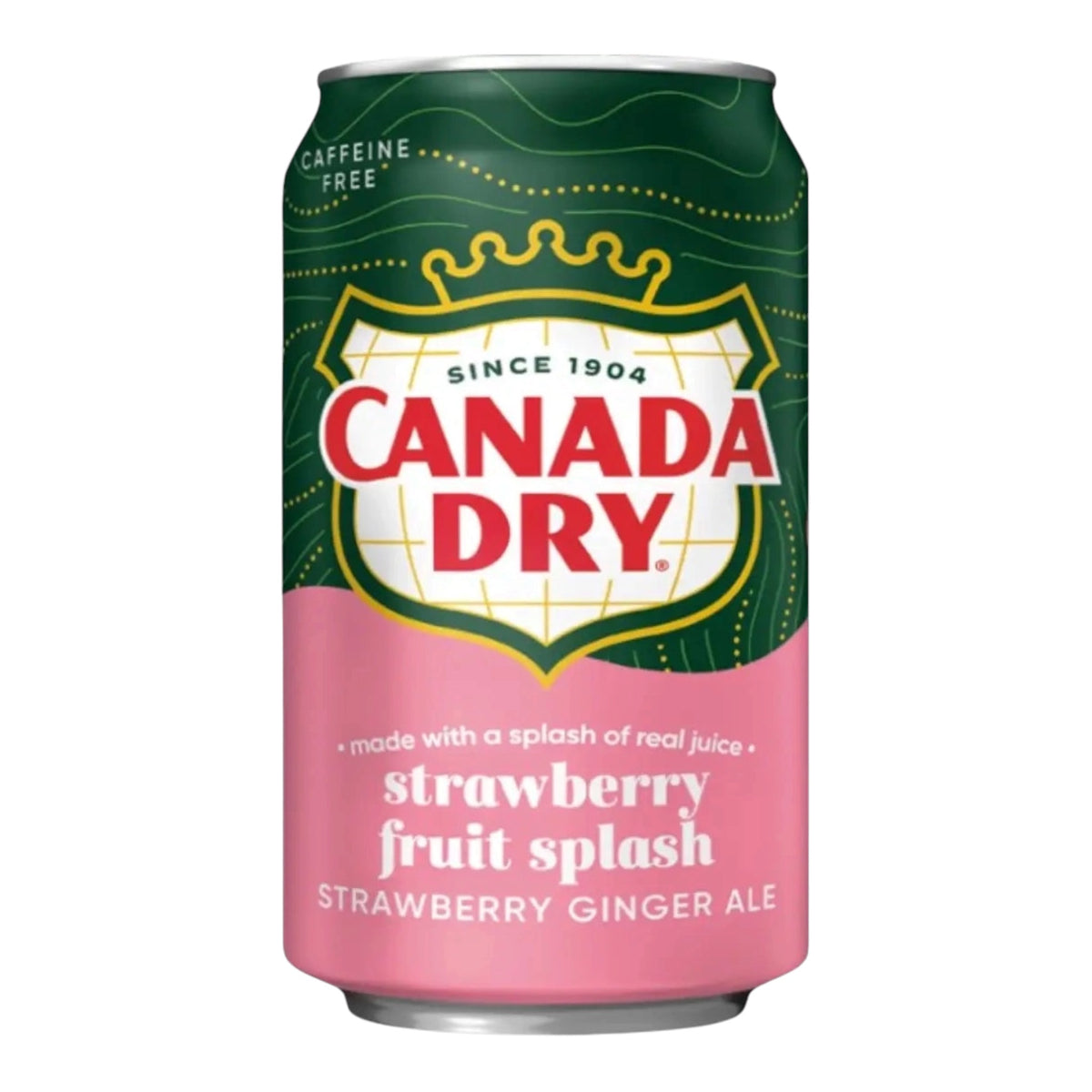 Canada Dry Fruit Splash Strawberry 355ml – canette de soda américain pétillant aux saveurs de gingembre et de fraise.