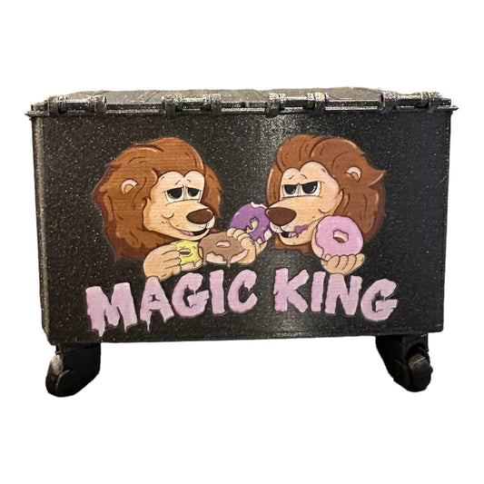 Arrière du cendrier Magic King – forme poubelle sur roulettes avec panier de basketball