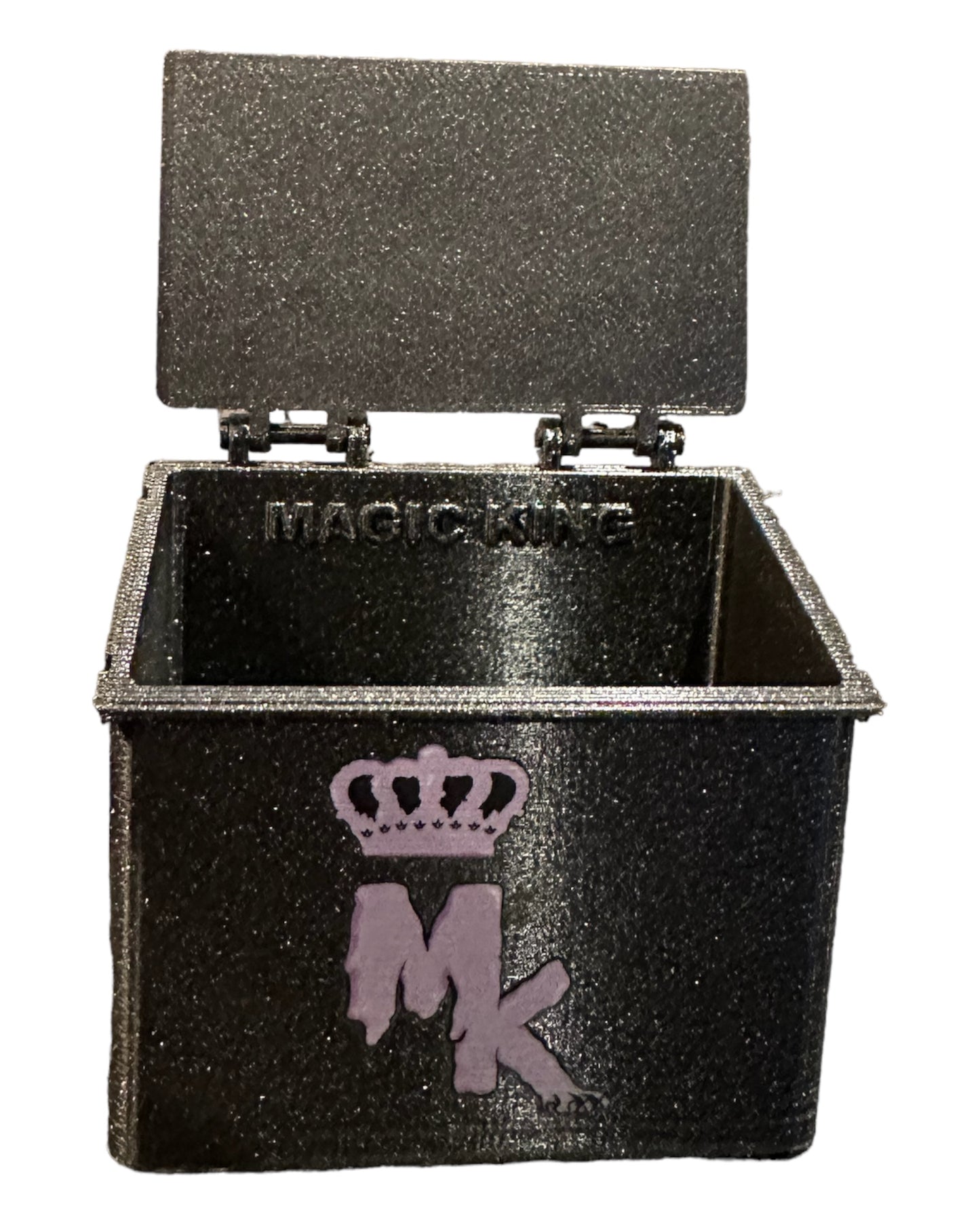 Cendrier Magic King mini poubelle avec couvercle ouvert – vue de face