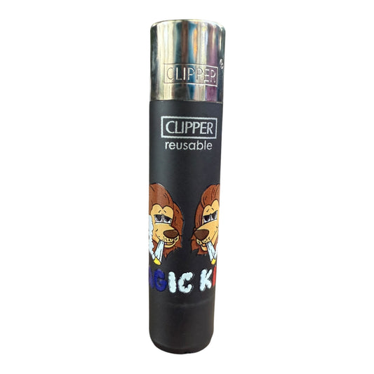 Clipper noir satin Lions France, face avec visuel artistique signé Magic King