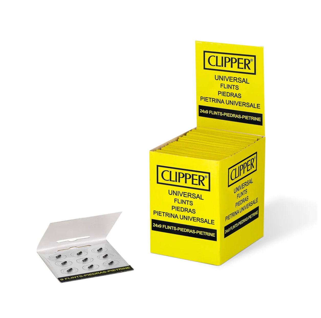 Pack de 9 pierres silex Clipper boîte – rechange universel pour briquets