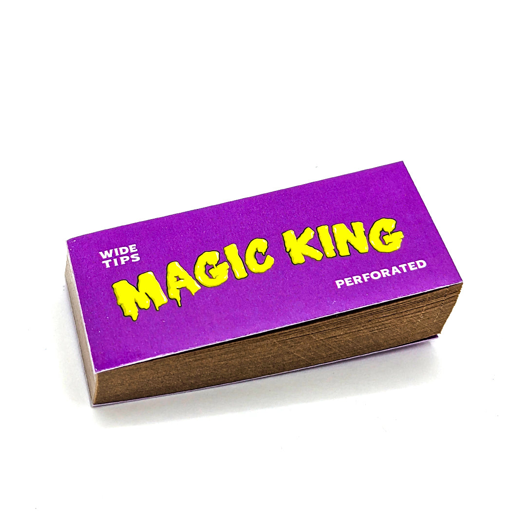 Face avant du carnet Magic King Tips Mauve – filtres perforés non blanchis, design exclusif belge