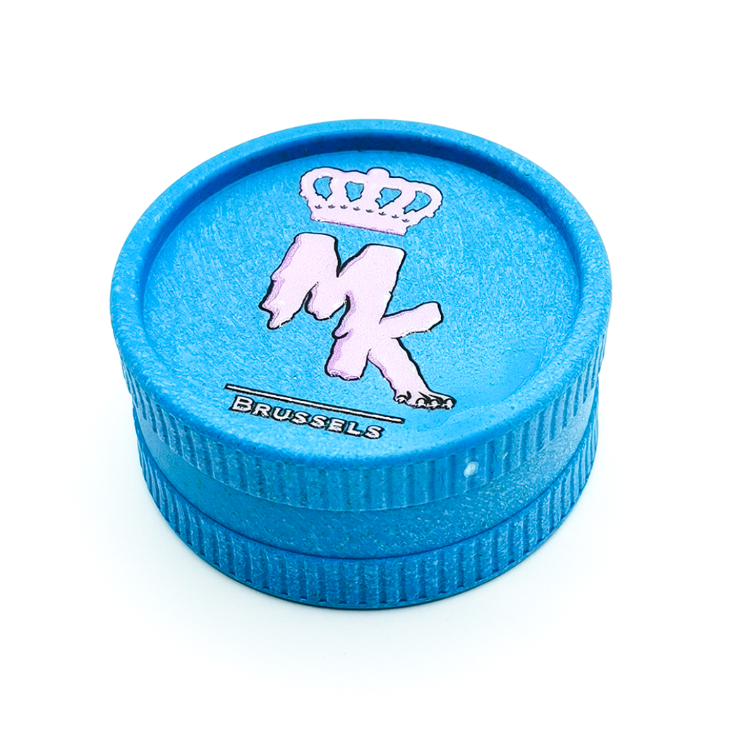 Grinder Magic King bleu en chanvre 2 pièces – Design MK Melted double face