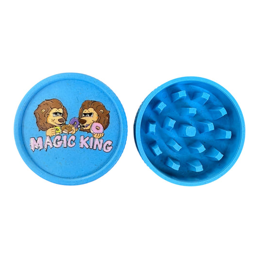 Grinder chanvre bleu aqua Magic King Lions Donuts, ouvert avec design intérieur visible