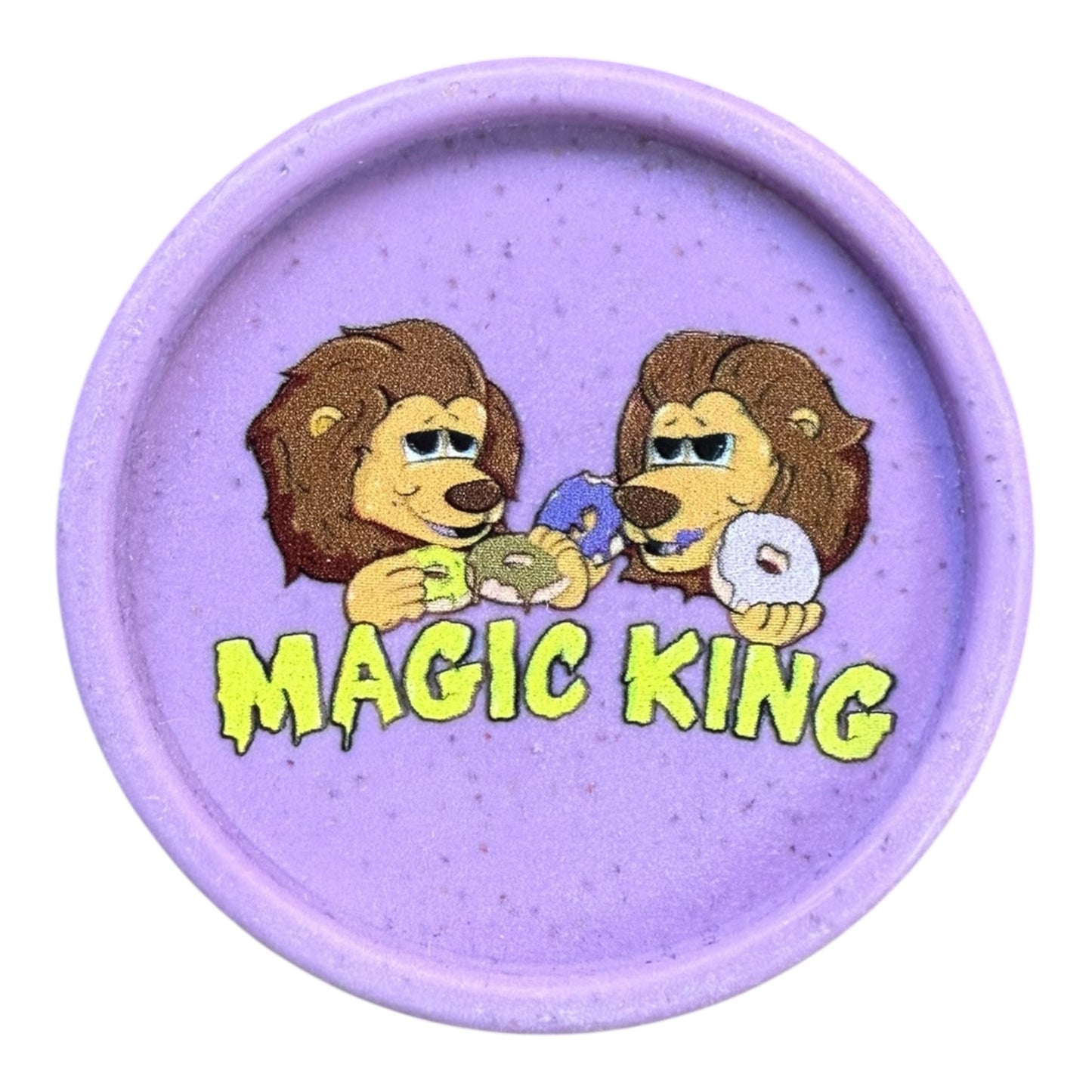 Grinder en chanvre mauve Magic King Lions Donuts, face avec visuel artistique des lions