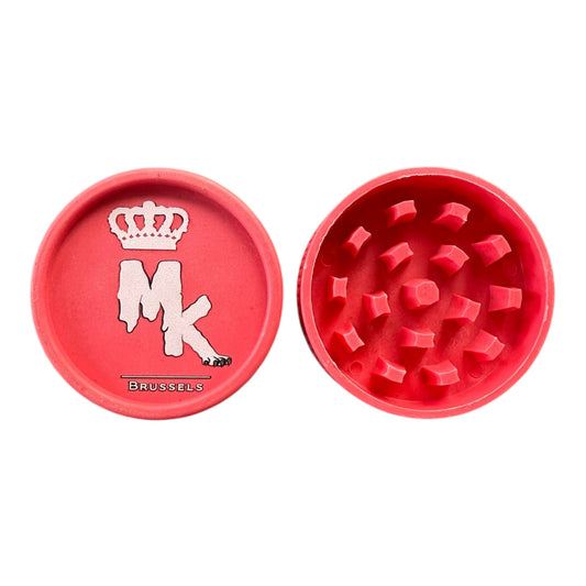 Grinder Magic King rouge en chanvre 2 pièces ouvert – Design MK Melted artistique, écologique et premium