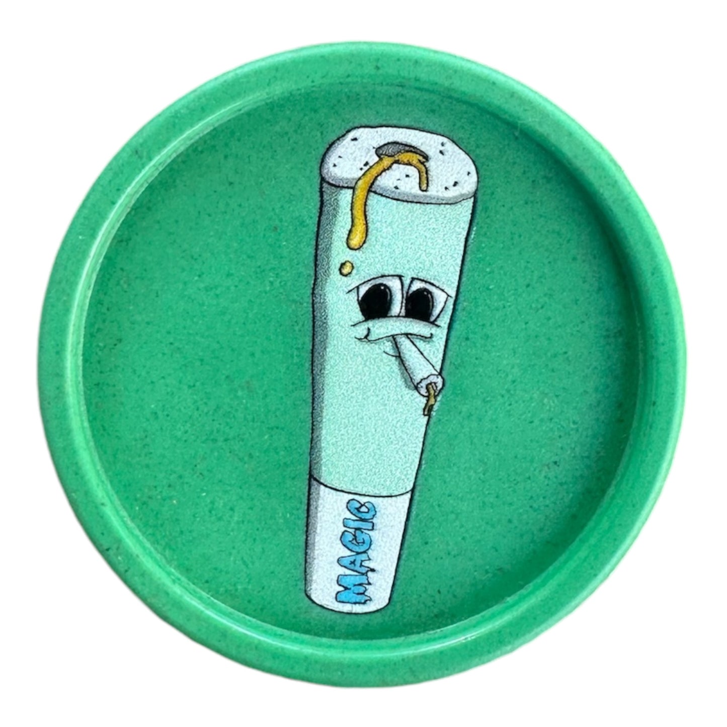 Grinder vert Magic King Magic Donuts – vue de face fermé – design chanvre naturel et artistique