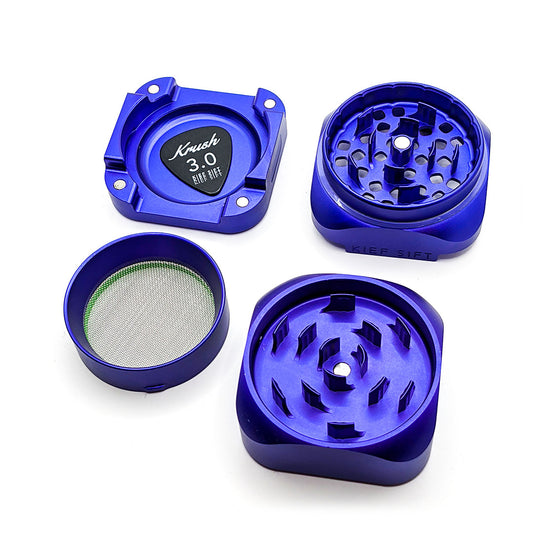 Grinder Krush x Magic King mauve ouvert – 4 pièces visibles, finition artistique exclusive