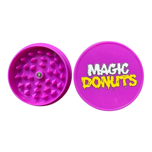 Grinder mauve Magic Donuts Magic King, ouvert dos, vue intérieure complète