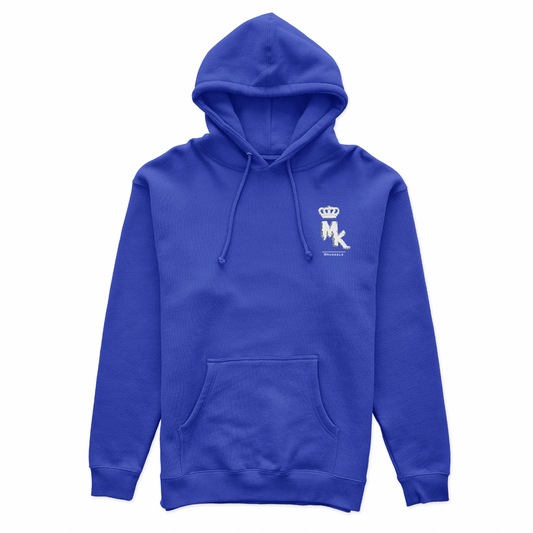 Sweat Magic King bleu royal à capuche, brodé MK devant