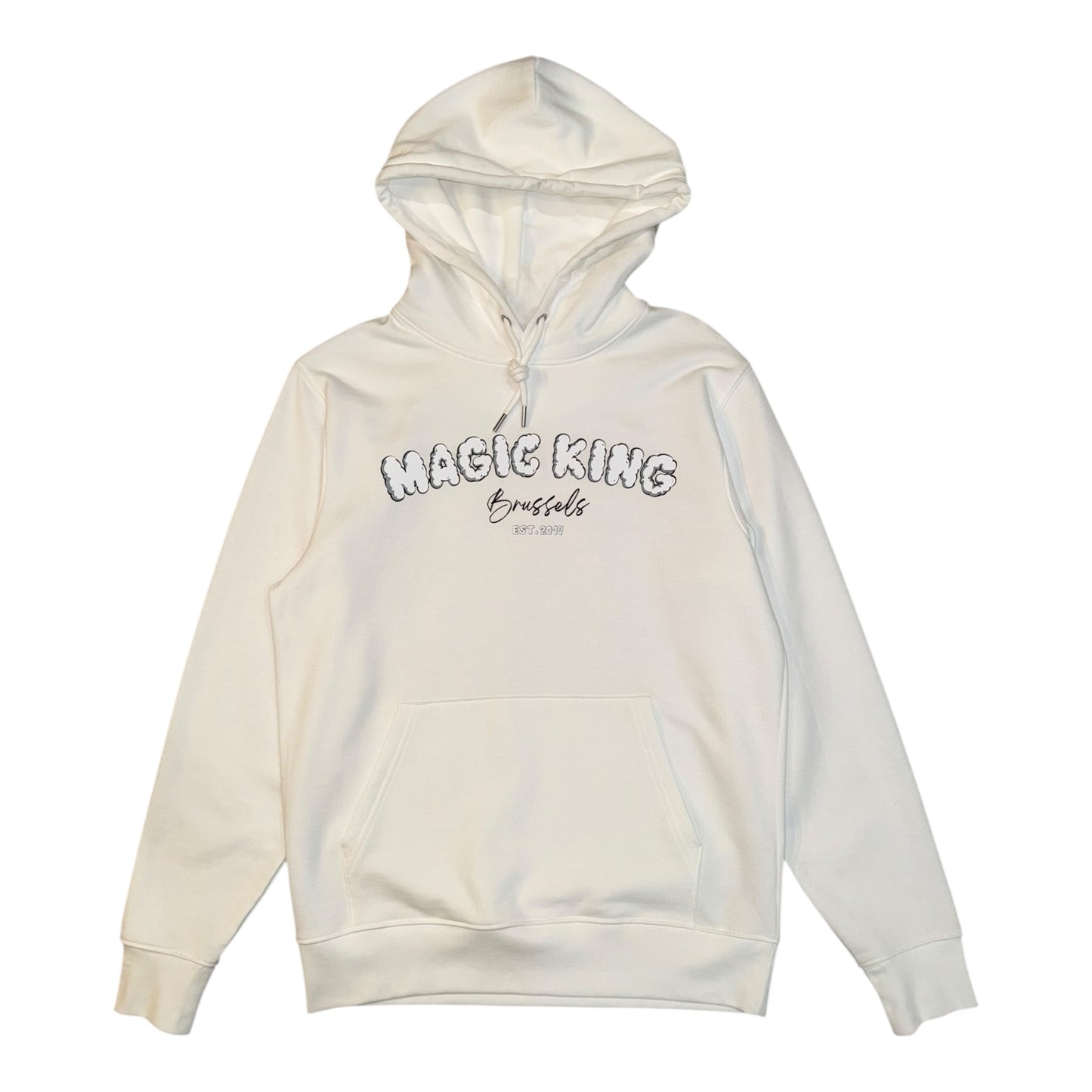 Hoodie MK Off White – Magic King Brussels Since 2019, coton bio, design crème épuré et streetwear haut de gamme.