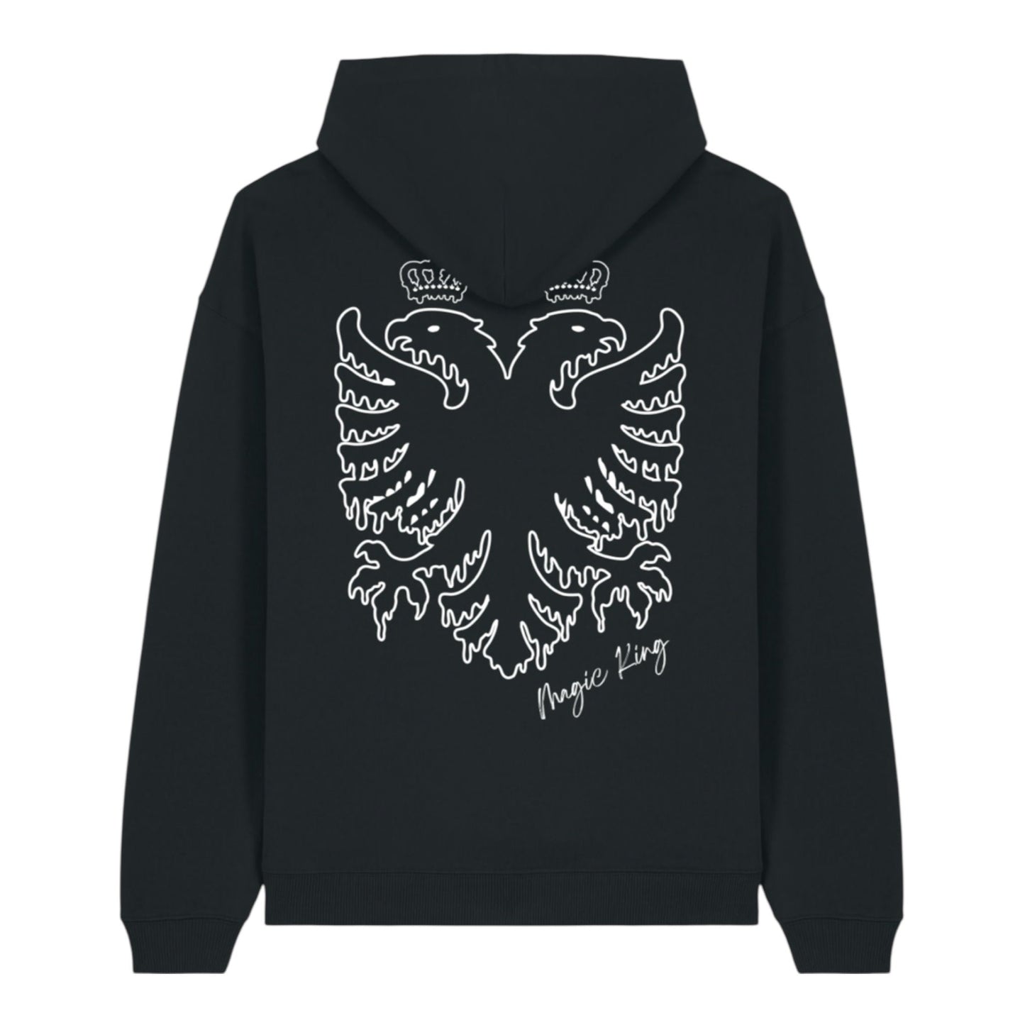 Magic King EAGLE Printed Hoodie Black - MK Broded White & Eagle Printed