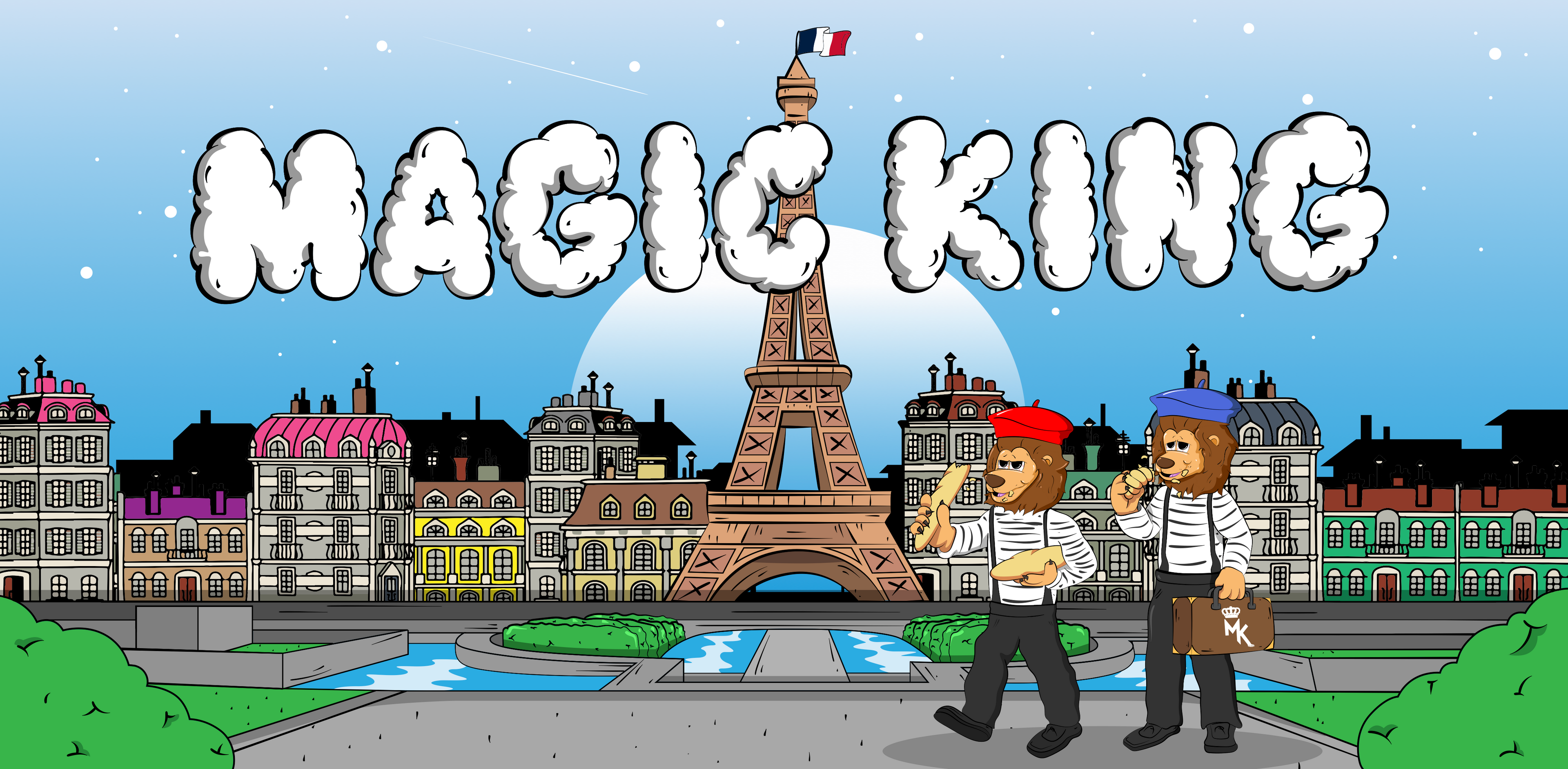 Logo Magic King Paris avec les deux frères lions fondateurs – marque canna premium française