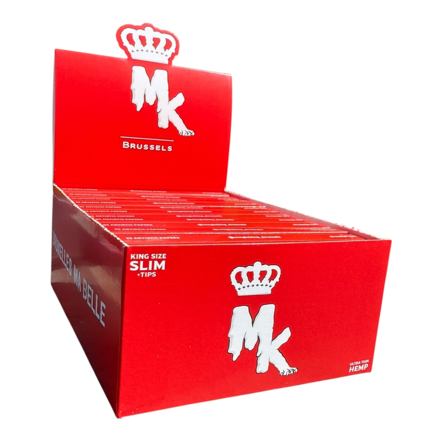 Feuilles artistiques slim Magic King Chanvre Rouge + Tips – boîte de face édition rouge ultra fin