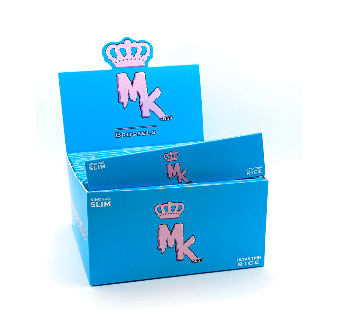 Boîte fermée de feuilles artistiques Magic King bleu, Riz ultra fin King Size Slim