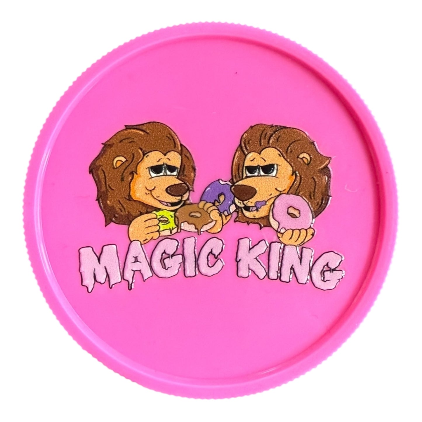 Grinder plastique 2 pièces rose Magic King Lions Donuts face – objet de collection design