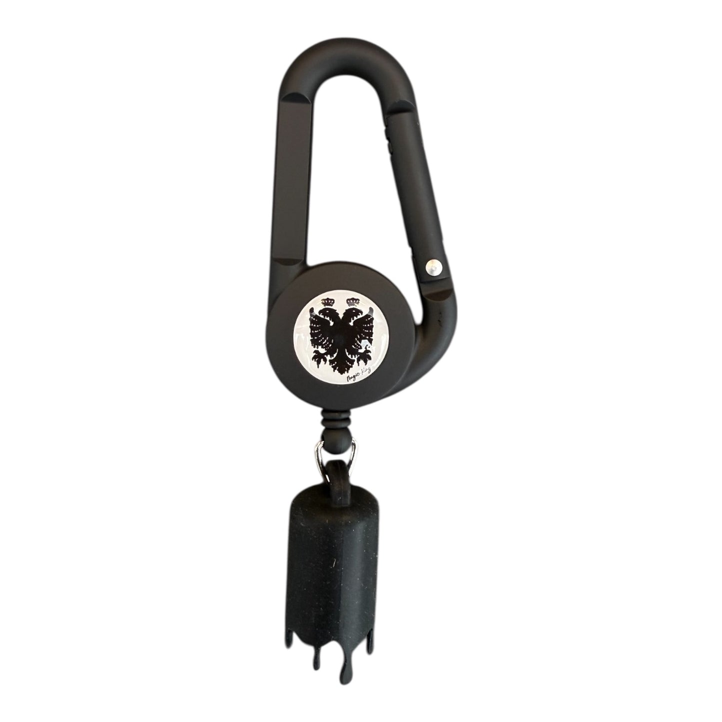 Porte-briquet gluant noir Magic King MK Eagle – logo noir sur fond blanc