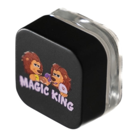 MK Jar Magic King Lions – bocal UV noir, vue de profil, design élégant pour extractions CBD haut de gamme