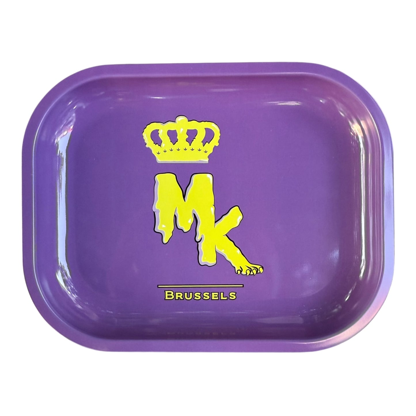 Plateau en métal Magic King MK mauve, format small, vue de face avec logo central