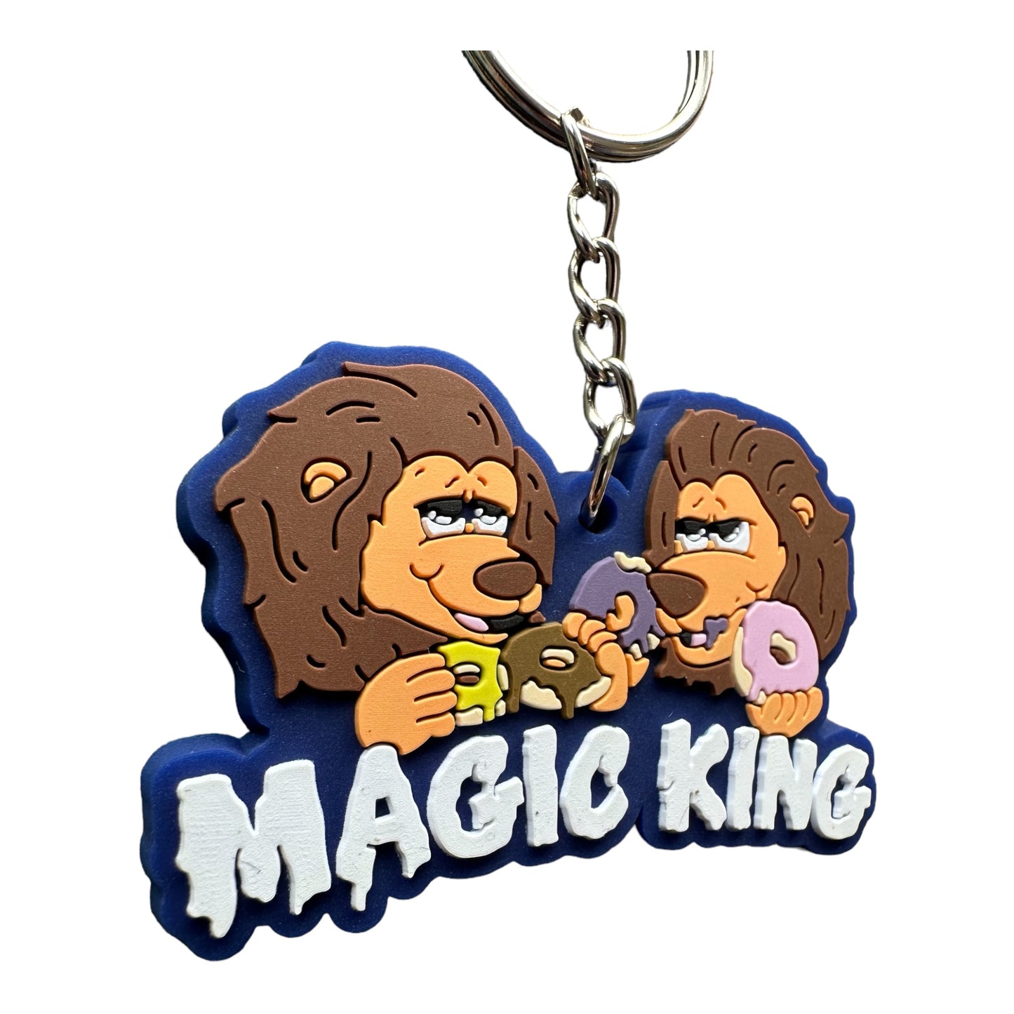 Porte-clés Magic King Lions Donuts bleu royal, lions avec donuts, édition collector