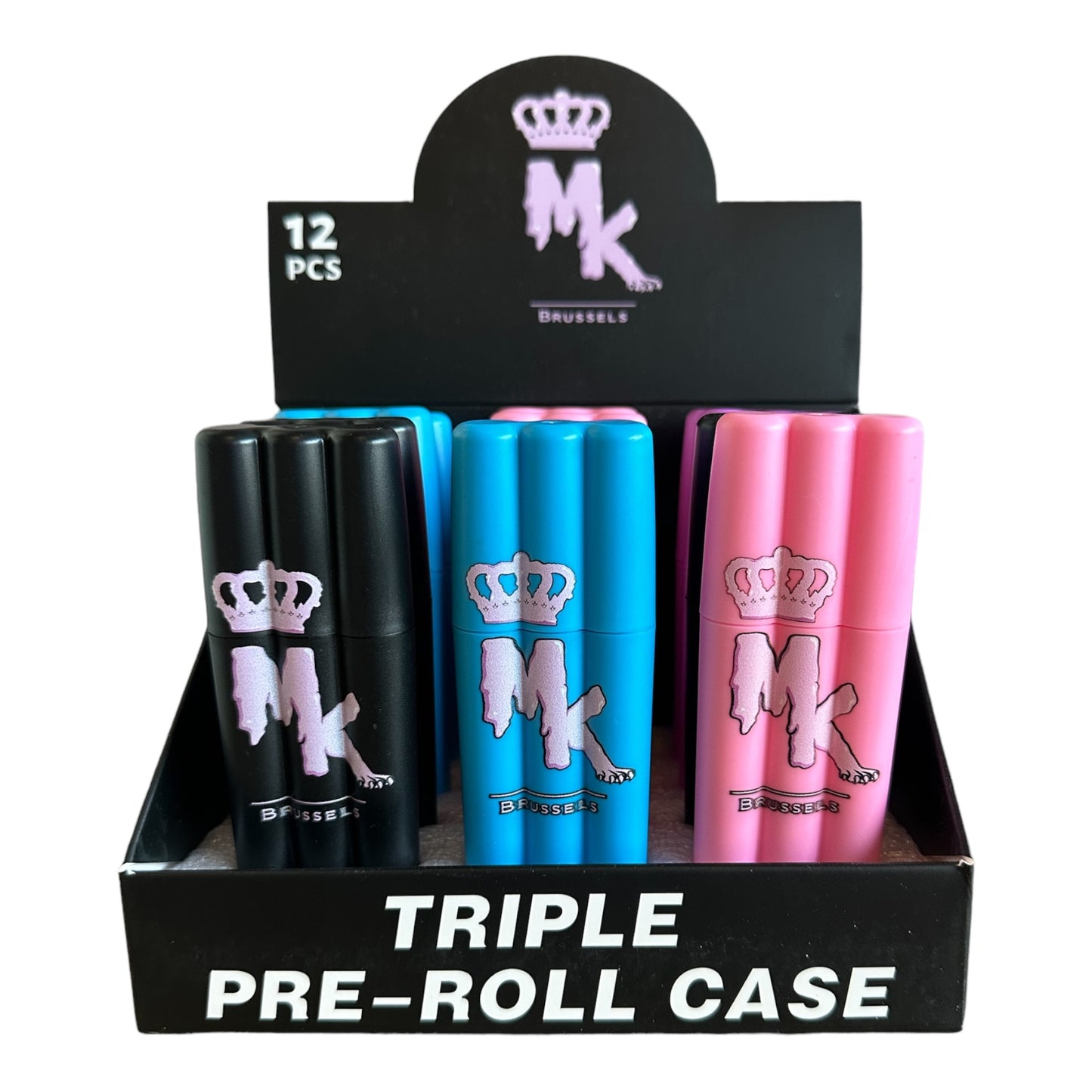 Porte-joint triple Magic King noir, bleu aqua, rose, mauve – design moderne et coloré pour 3 joints