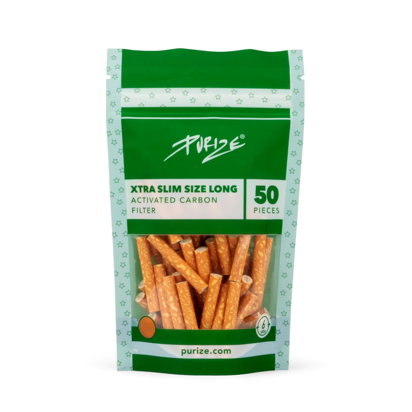 Purize Filters Xtra Slim 6mm – Pack de 50 filtres style cigarette