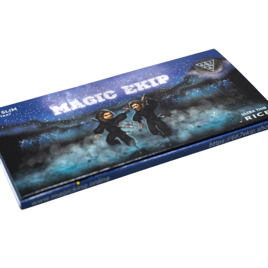 Face avant du set de feuilles à rouler Magic King MK-667 Ekip Riz, montrant le logo, le design de l’emballage et la mention des tips inclus.