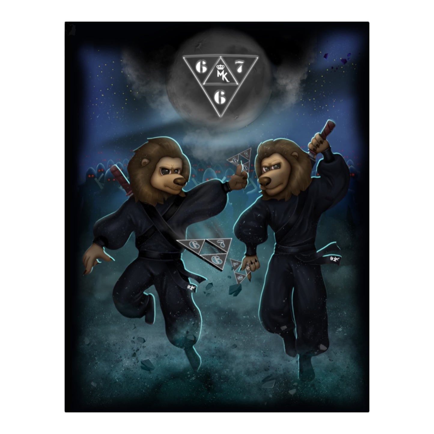 Stickers Magic King x 667, logo Lions bleu sur noir, 3 tailles Small Medium Large