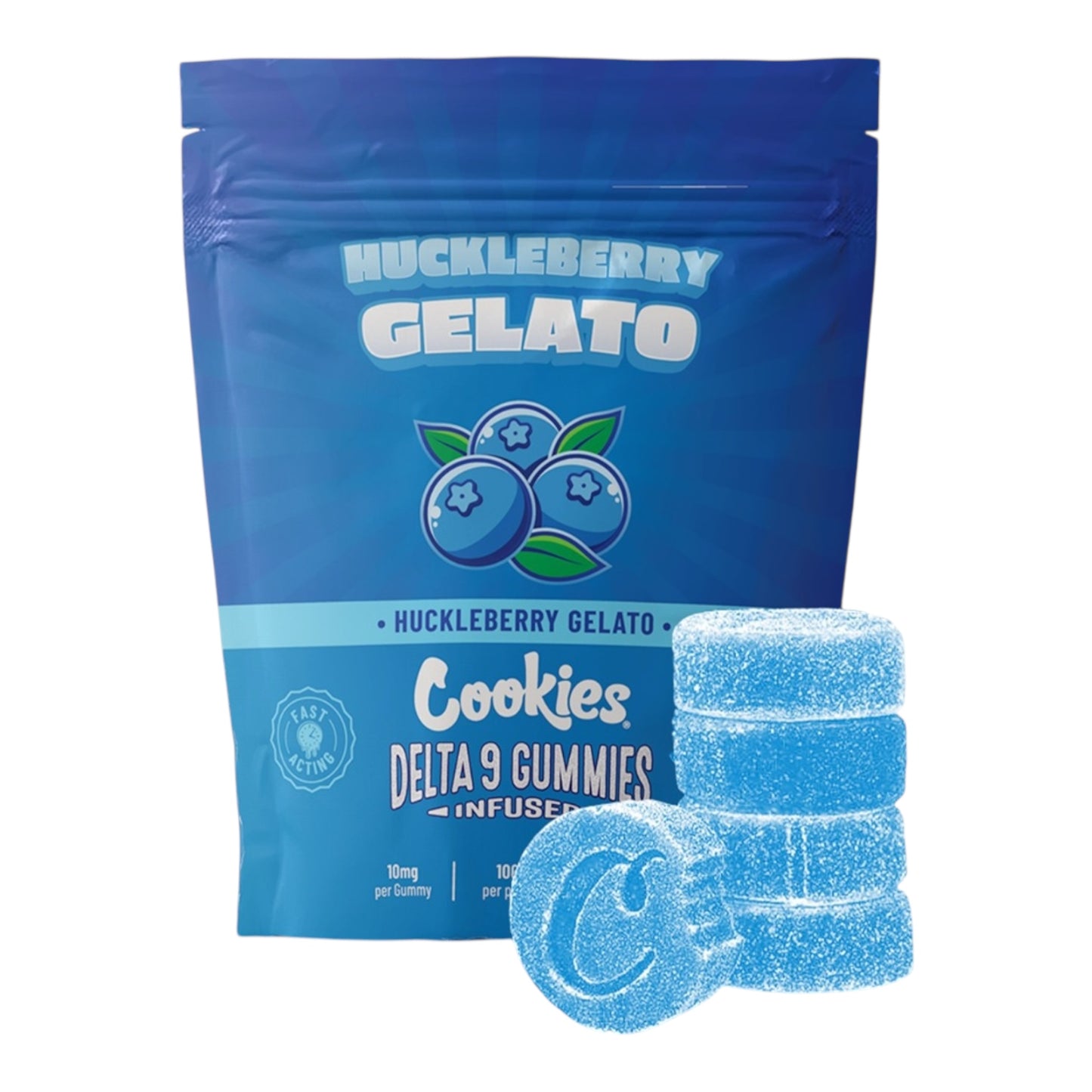 Gummies Huckleberry Gelato ouverts, bonbons visibles, Magic King édition gourmande