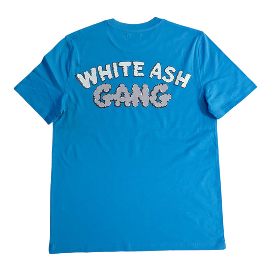 T-shirt Magic King White Ash Gang Bleu Aqua en coton biologique lavé 180g, dos.