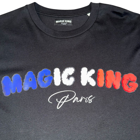 T-shirt MK Paris noir – Magic King, coton épais 230g, logo effet fumée, édition exclusive.