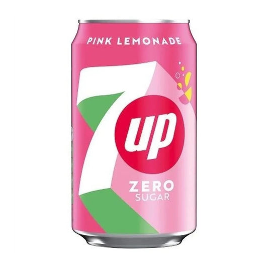 7UP Zero Pink Lemonade 355ml en canette américaine – soda pétillant sans sucres saveur limonade rose