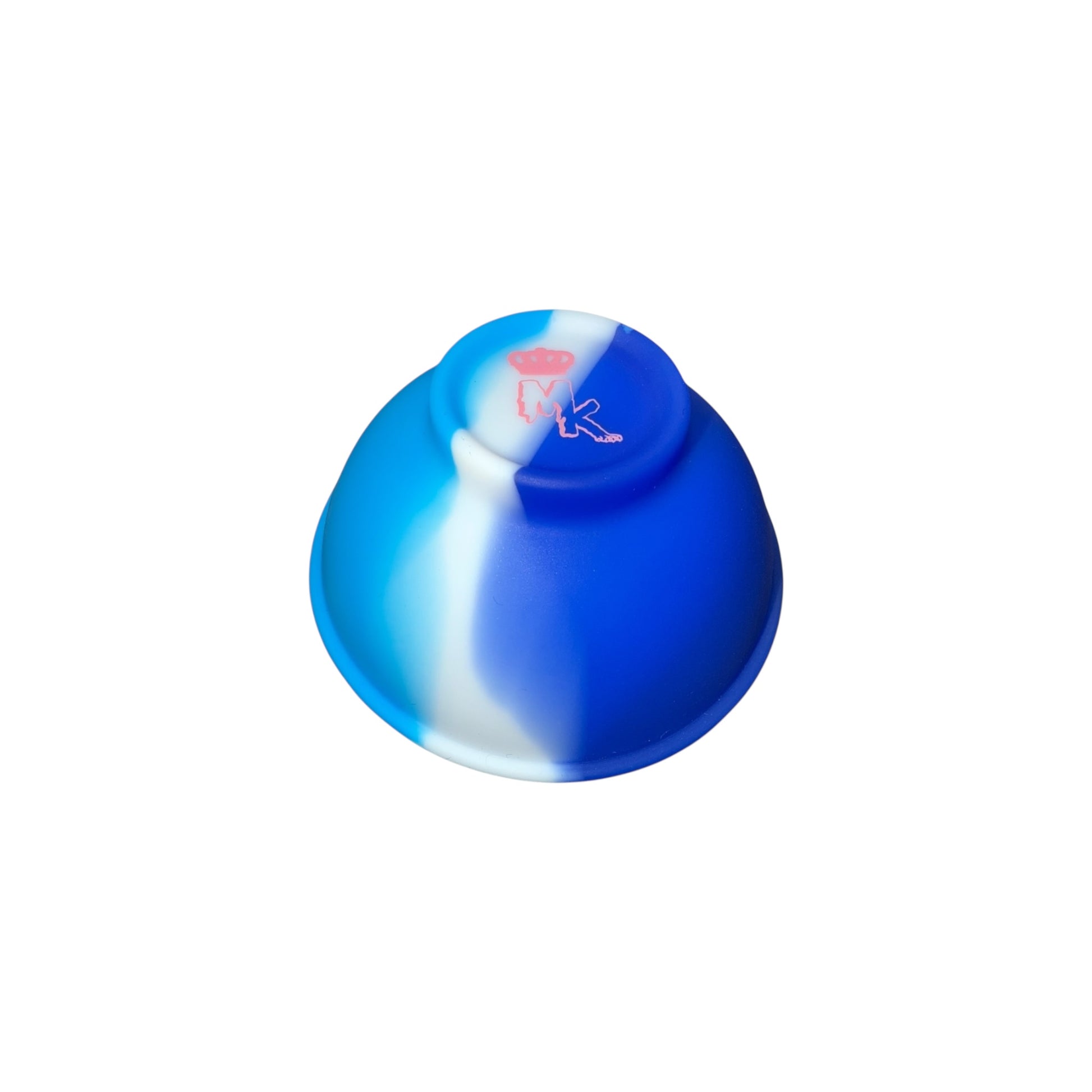 Vue dessous côté face du bol MK Mix camo bleu Magic King, silicone épais