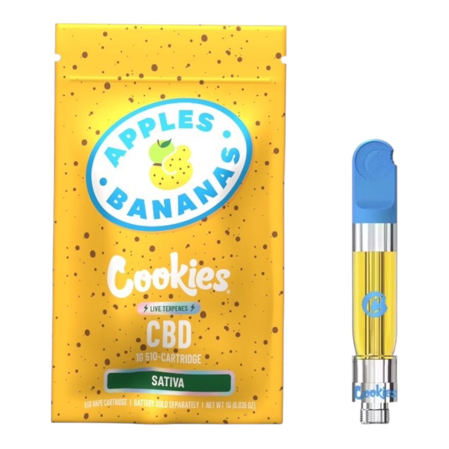 Cartouche CBD 1ml Cookies Apples & Bananas, saveur fruitée intense, compatible 510, signée Magic King