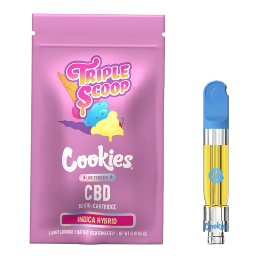 Cartouche CBD 1ml Cookies Triple Scoop, arômes sucrés et crémeux, format 510, par Magic King