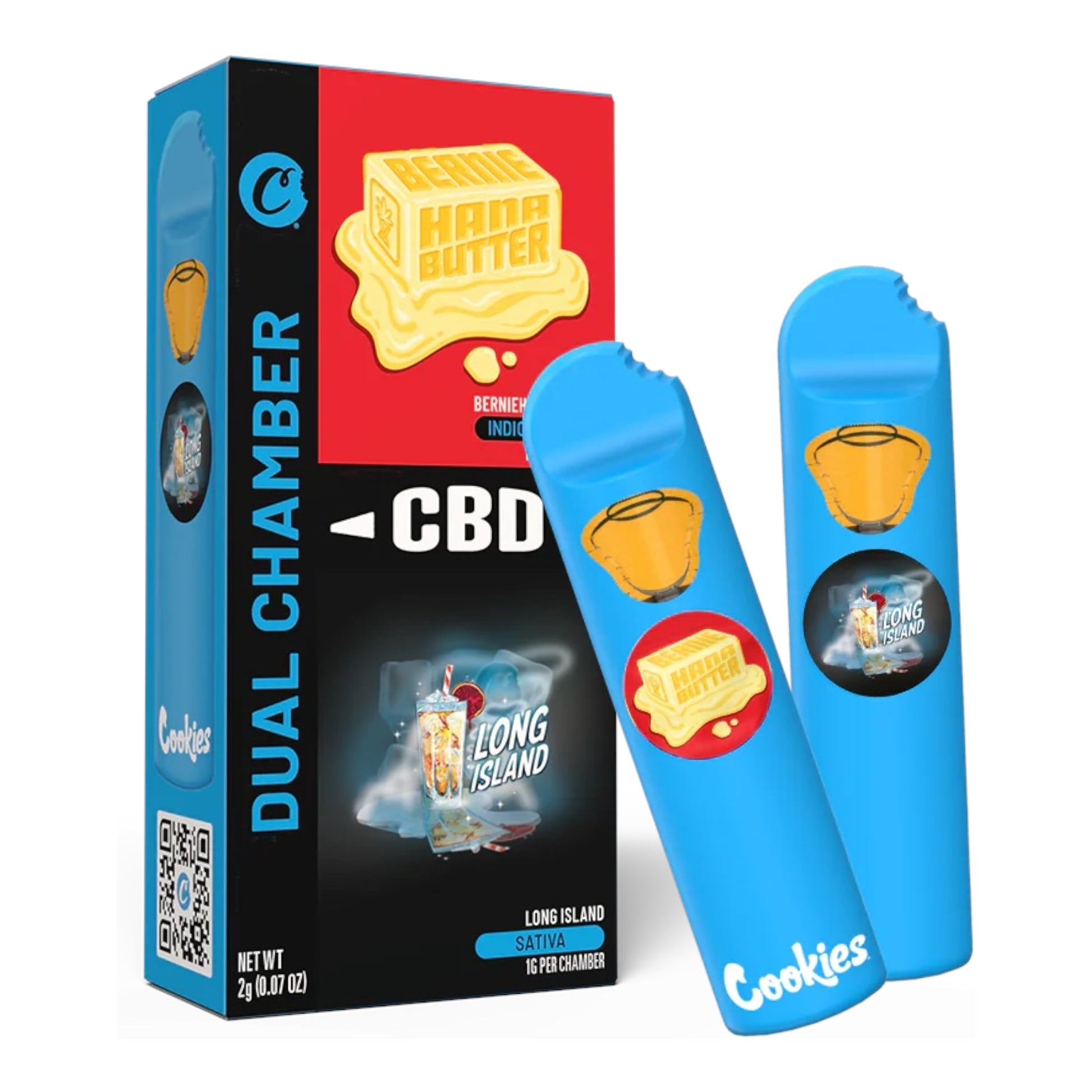 Cartouche Cookies Dual 2ml – CBD Hana Butter & Long Island, deux embouts, deux saveurs