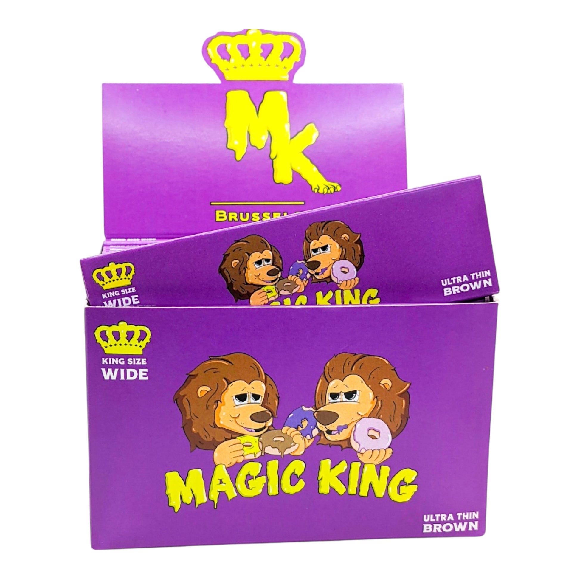 Display Magic King Donuts Mauve – feuilles non blanchies en papier de riz, présentation boutique