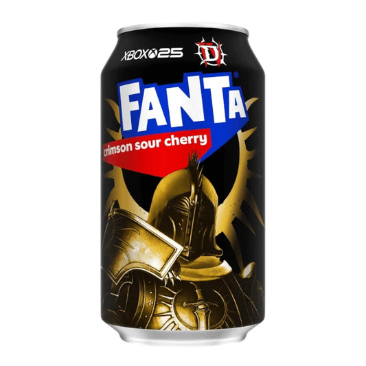Fanta Crimson Sour Cherry 355ml en canette américaine – soda pétillant à la cerise acidulée