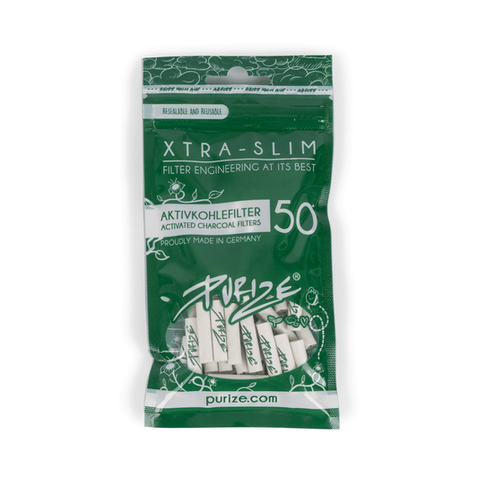 Filtres charbon Purize 6mm XTRA Slim – Vue de face du paquet, collection colorée