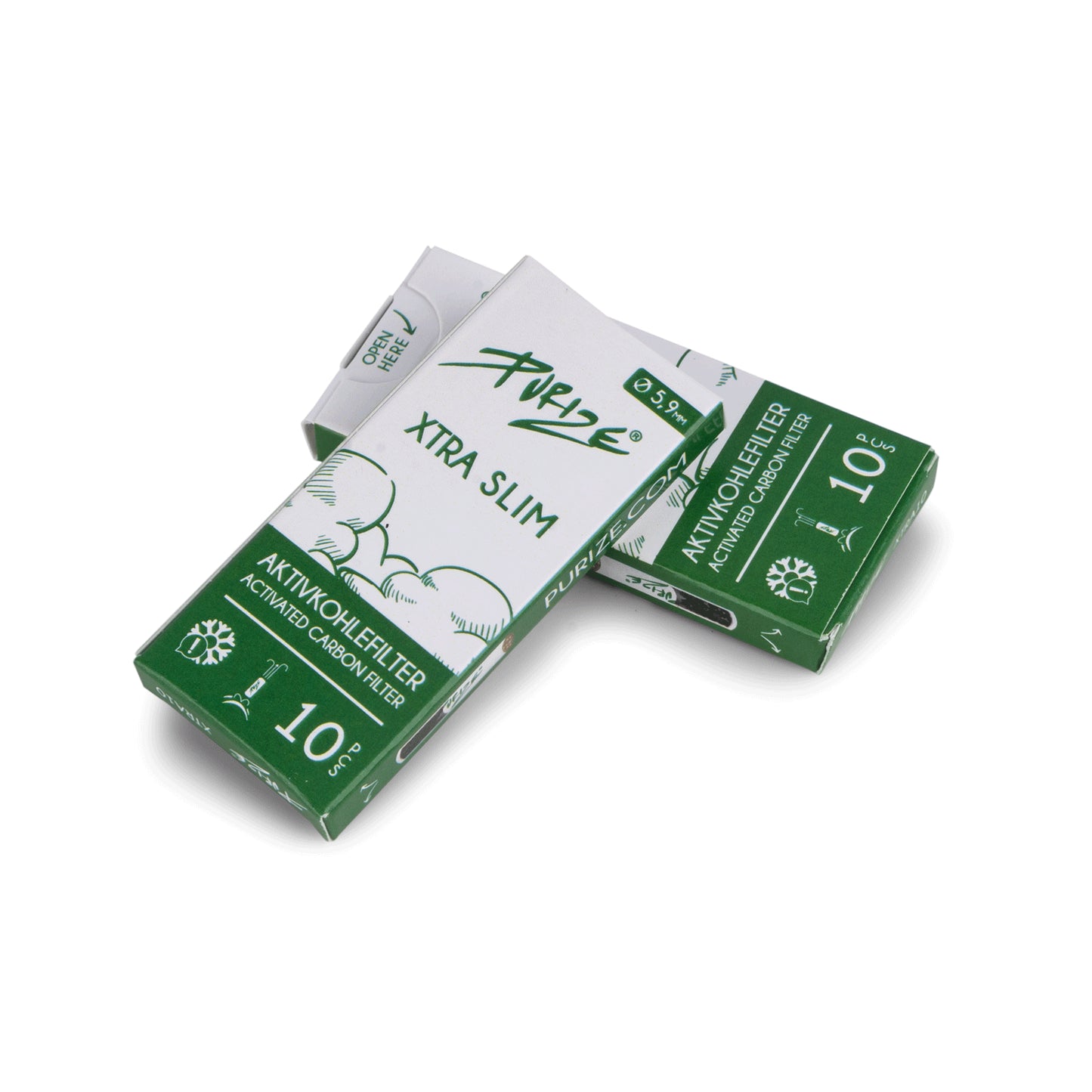 Filtres Purize 6mm Xtra Slim – Pack de 10 filtres à charbon actif