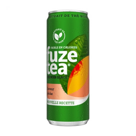 Fuze Tea Pêche 33cl en canette – thé glacé sans bulles à la saveur de pêche