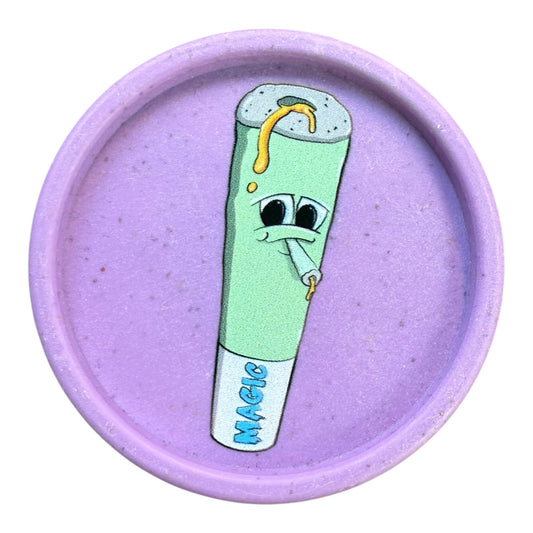Grinder Magic Donuts en chanvre mauve signé Magic King, vue de face avec design donuts