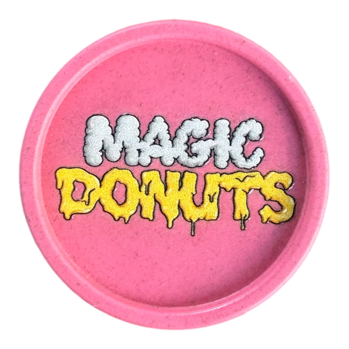 Dos du grinder Magic Donuts rose – chanvre écoresponsable avec logo Magic King au dos
