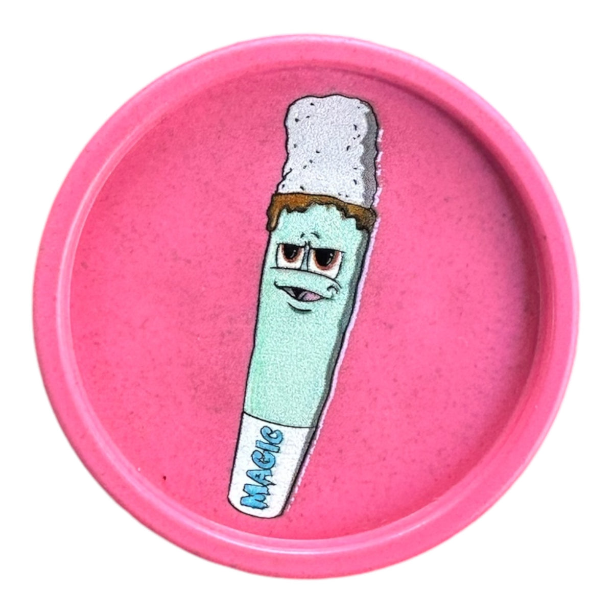 Grinder chanvre White Ash Gang x Magic King – Vue de face, design rose avec logo