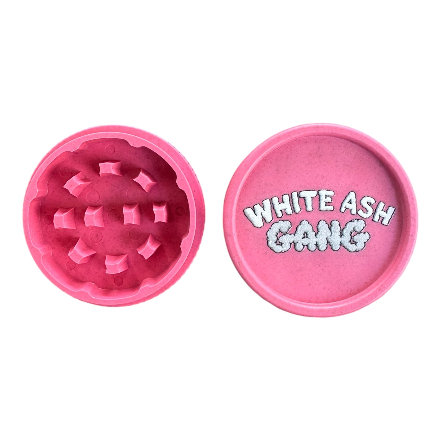 Dos du grinder White Ash Gang x Magic King – Finition rose mate, face arrière