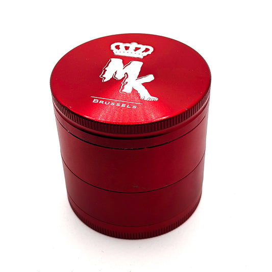 Grinder Magic King rouge en aluminium avec gravure MK et 4 compartiments