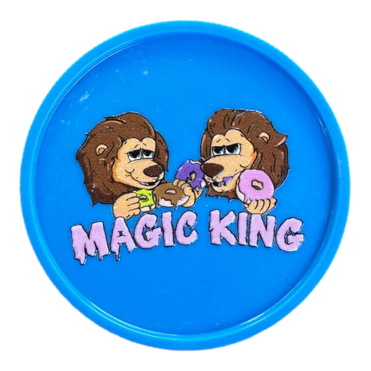 Grinder plastique bleu Magic King 2 pièces, design Lions Donuts imprimé sur les deux faces